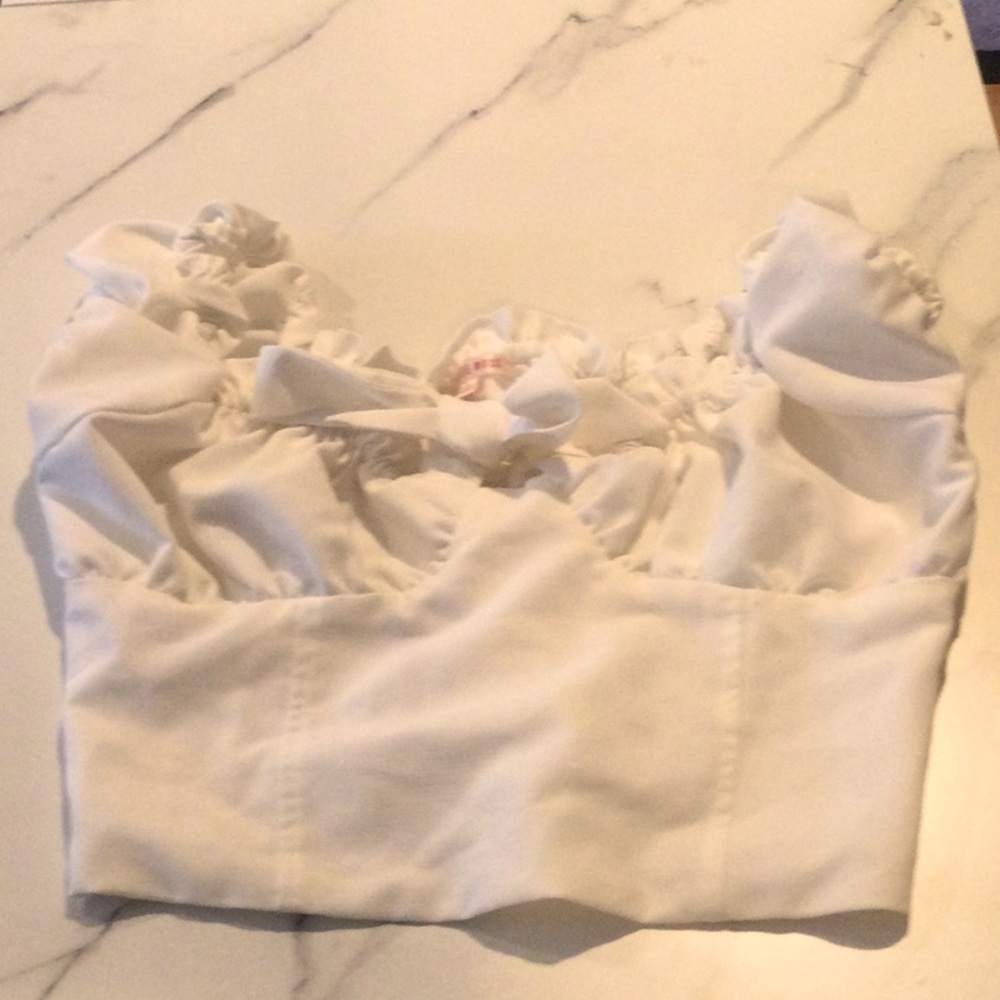 Lottie Moss white crop top with bow, small.